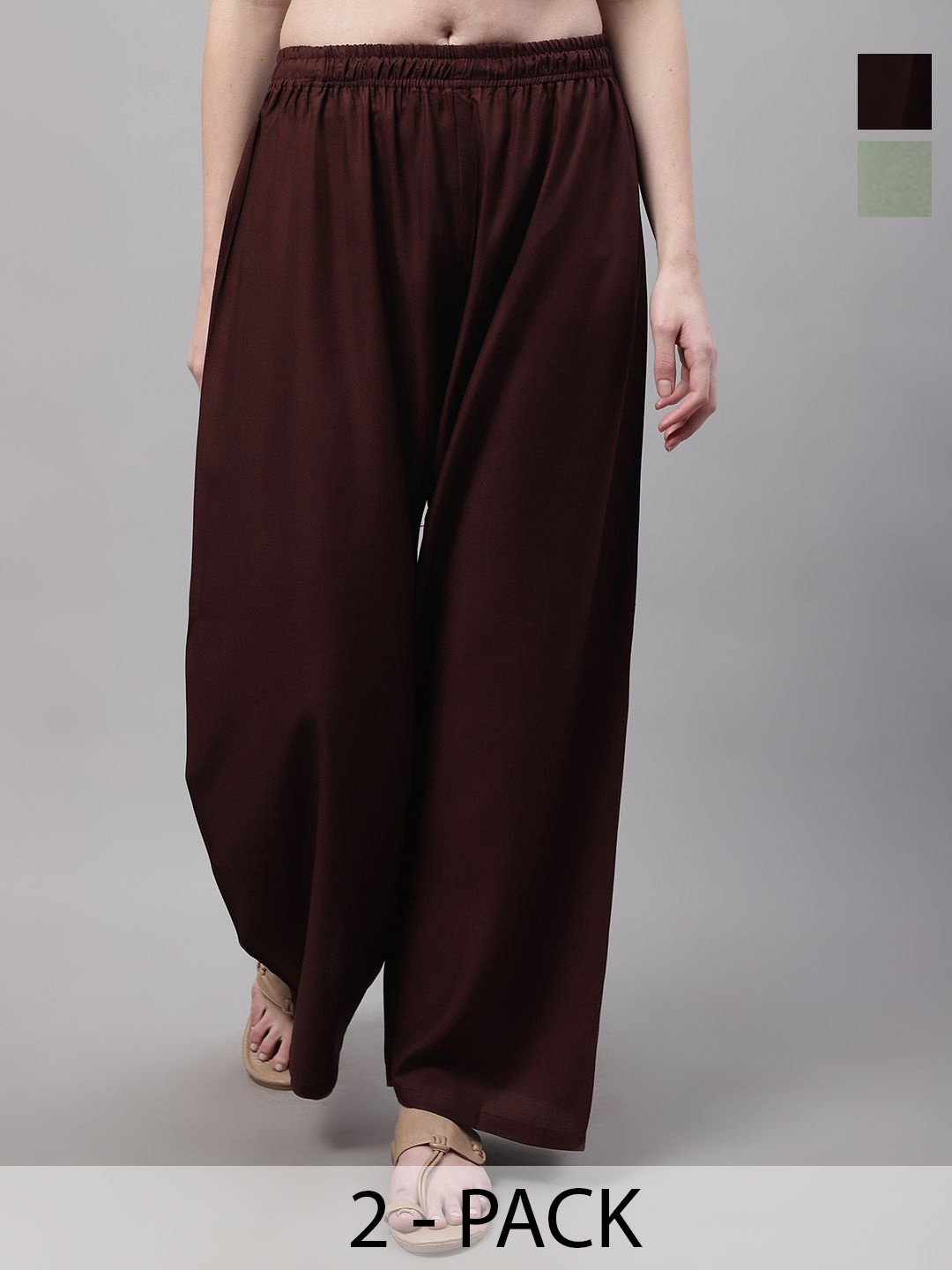 

Valles365 by S.C. Women 2 Flared Palazzos, Brown