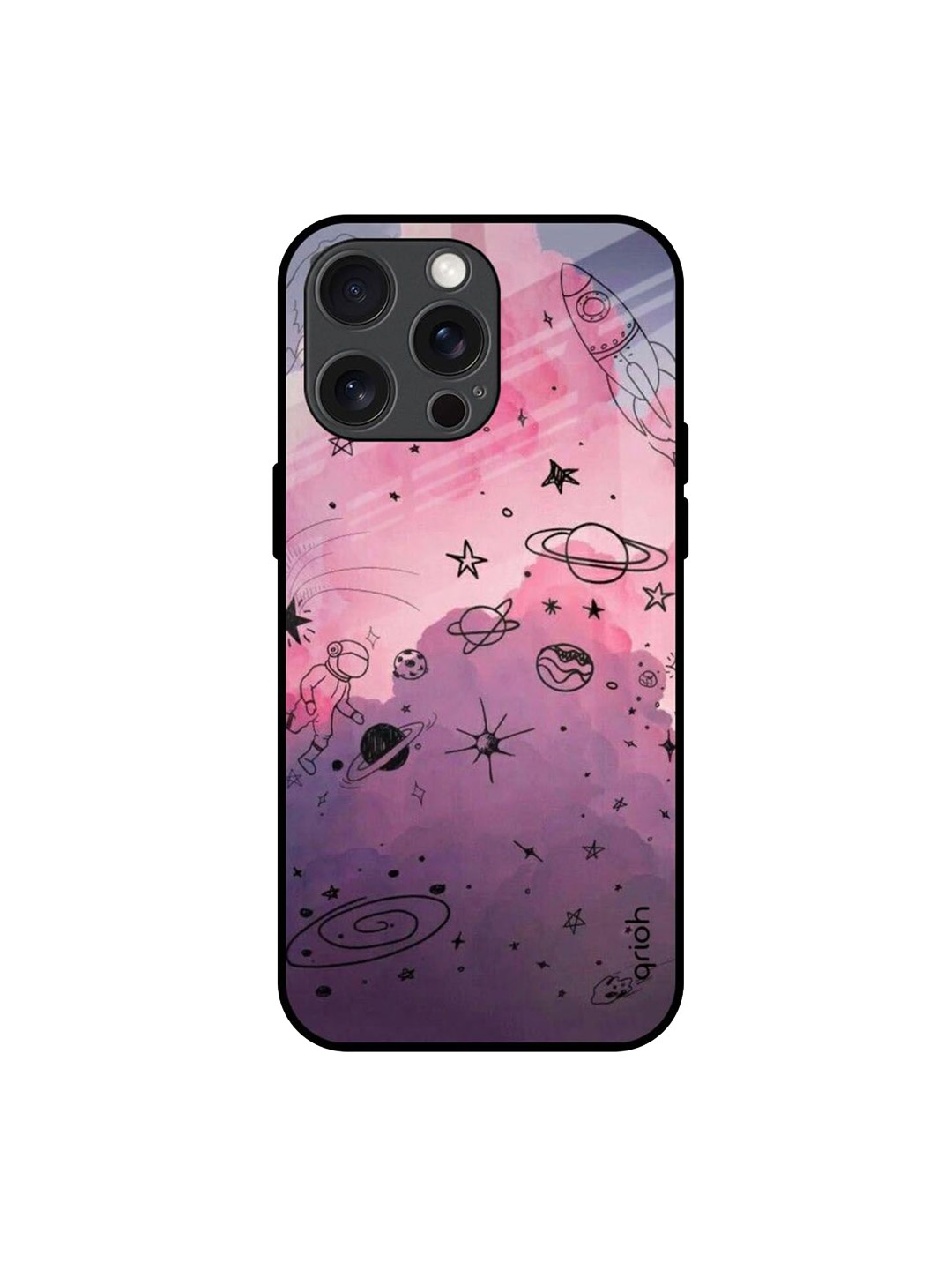 

QRIOH Space Doodles Printed iPhone 15 Pro Max Back Case, Purple