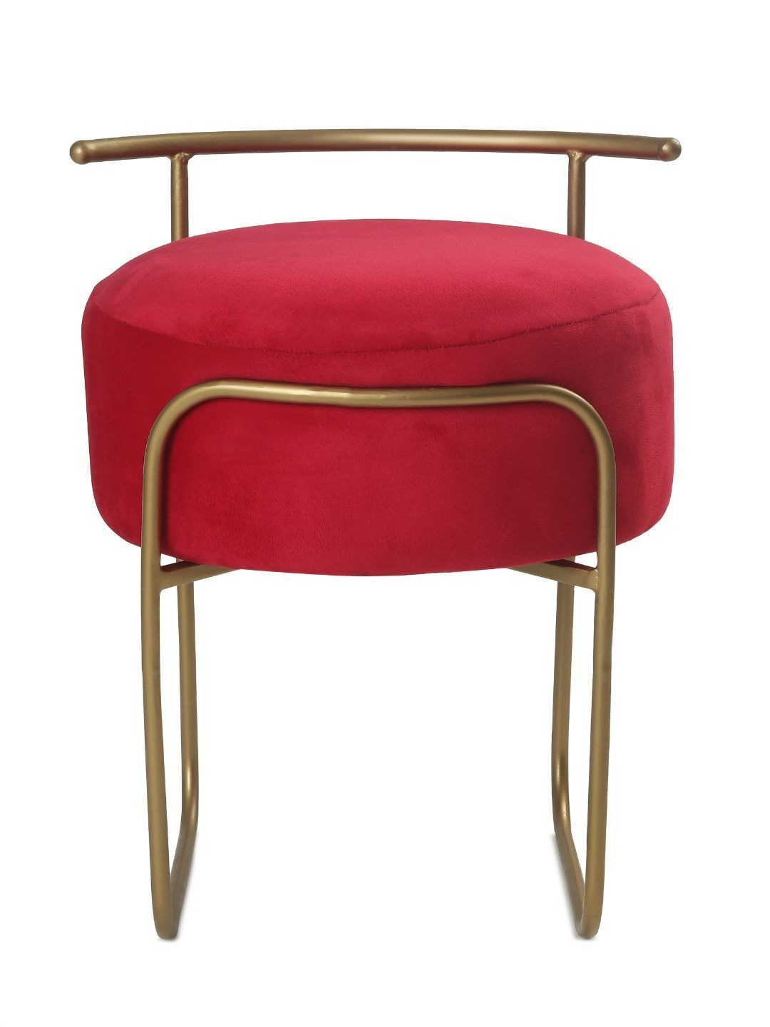 

Blck Homes Jude Pouffe Red & Gold-Toned Velvet & Metal Round Without Storage Ottoman