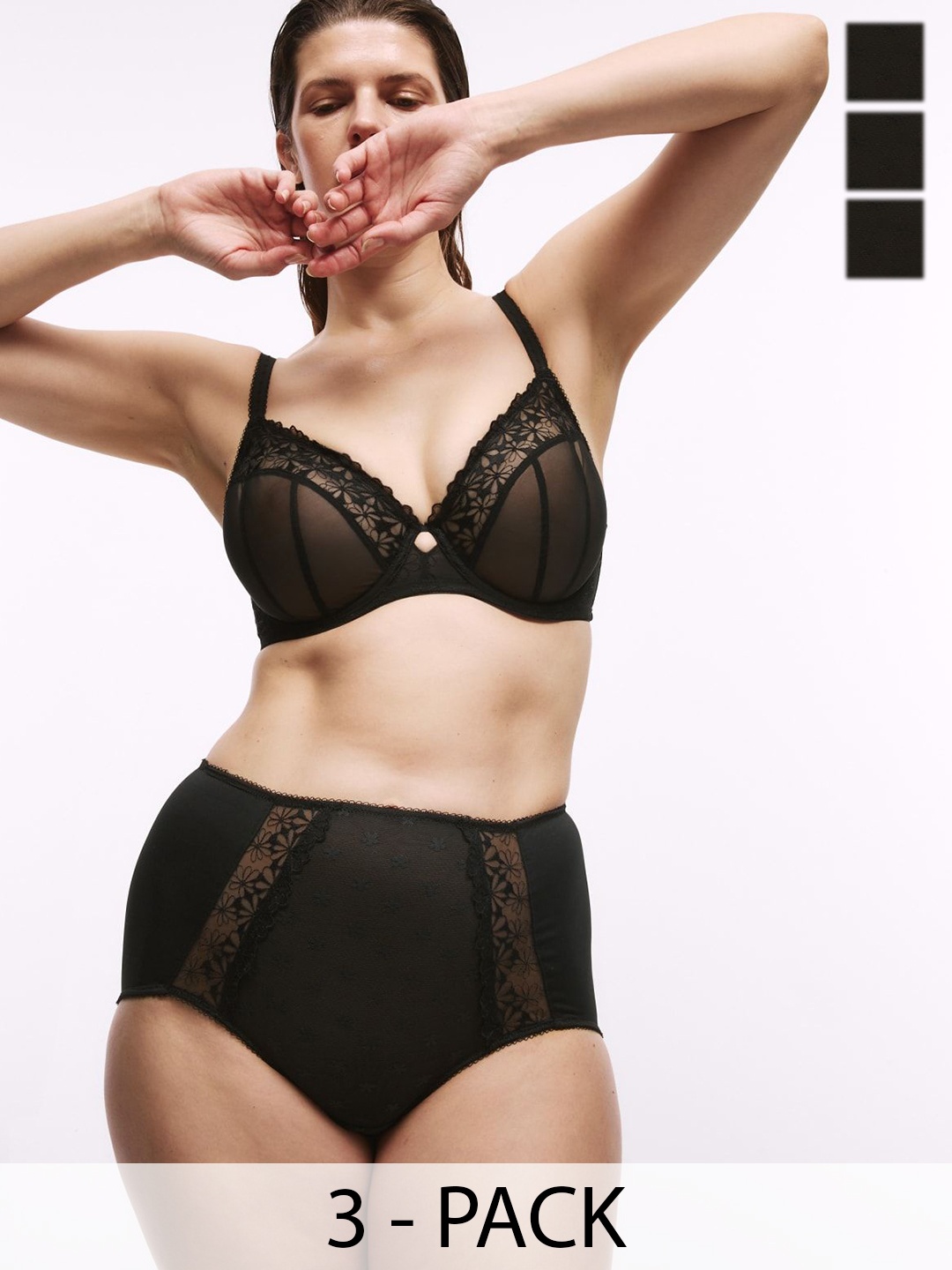 

Marks & Spencer Pack Of 3 Daisy Embroidered Full Briefs T615836FBLACK, Black
