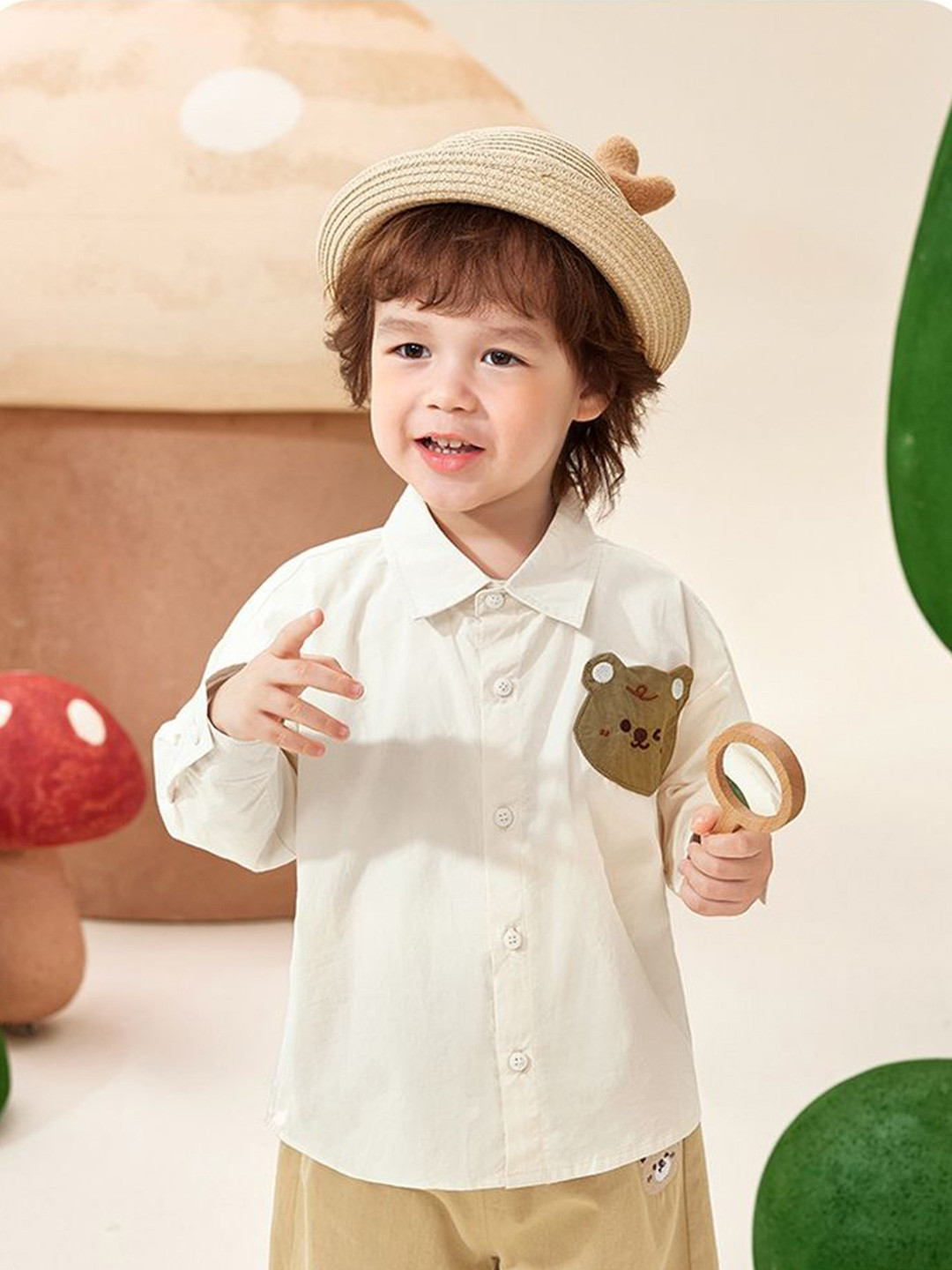

LULU & SKY Boys Opaque Casual Shirt, Off white