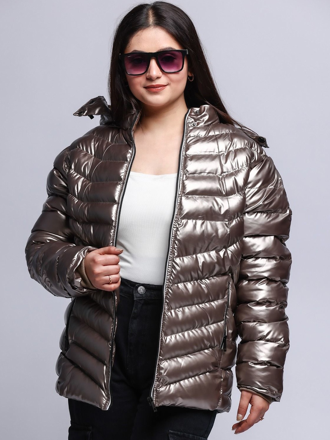 

BAESD Women Windcheater and Water Resistant Puffer Jacket, Gold