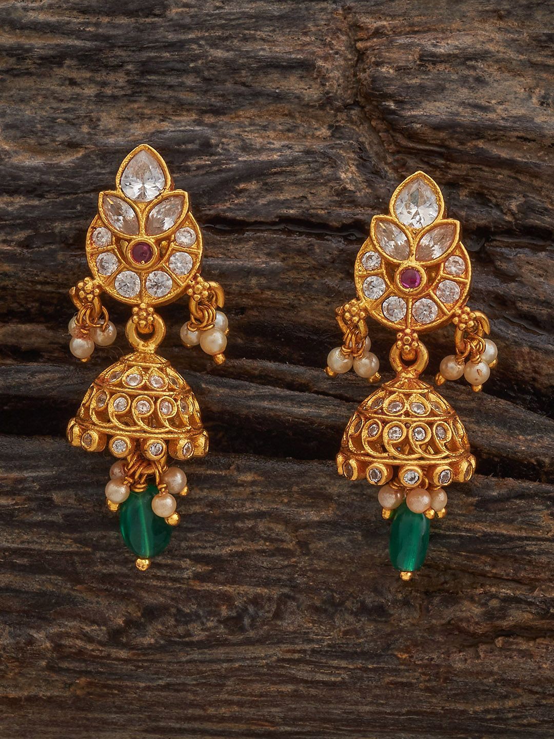 

Kushal's Fashion Jewellery Gold-Plated Dome Shaped Jhumkas