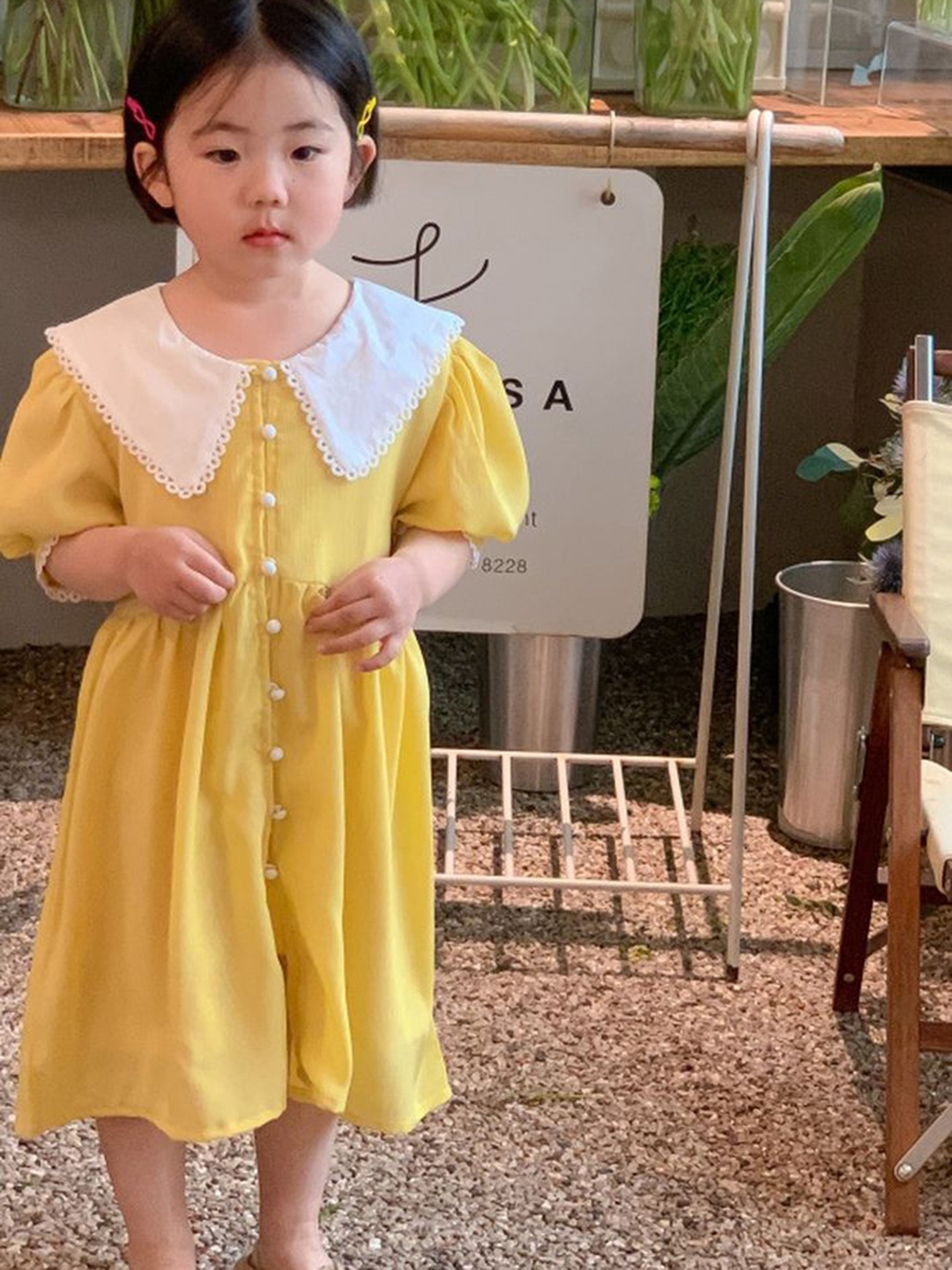 

LULU & SKY Girl Cuffed Sleeve A-Line Dress, Yellow
