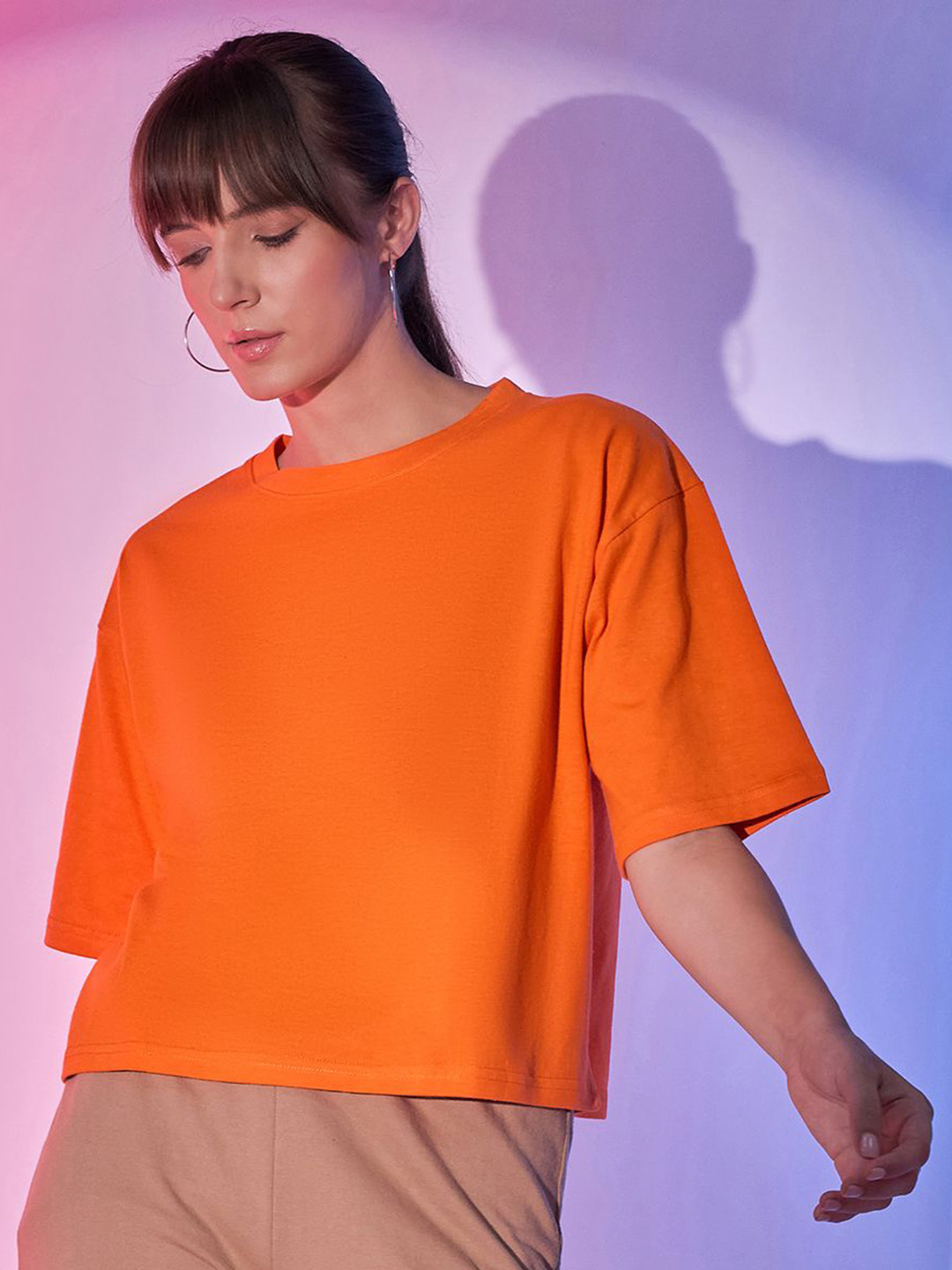 

DIMPY GARMENTS Women Boxy T-shirt, Orange