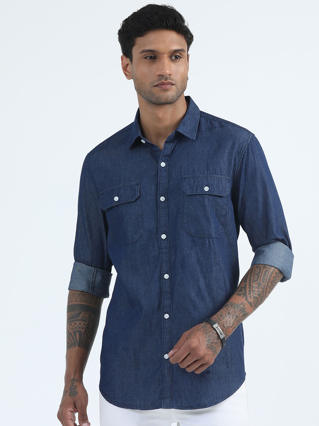 

MYLANA Men Standard Opaque Casual Shirt, Blue