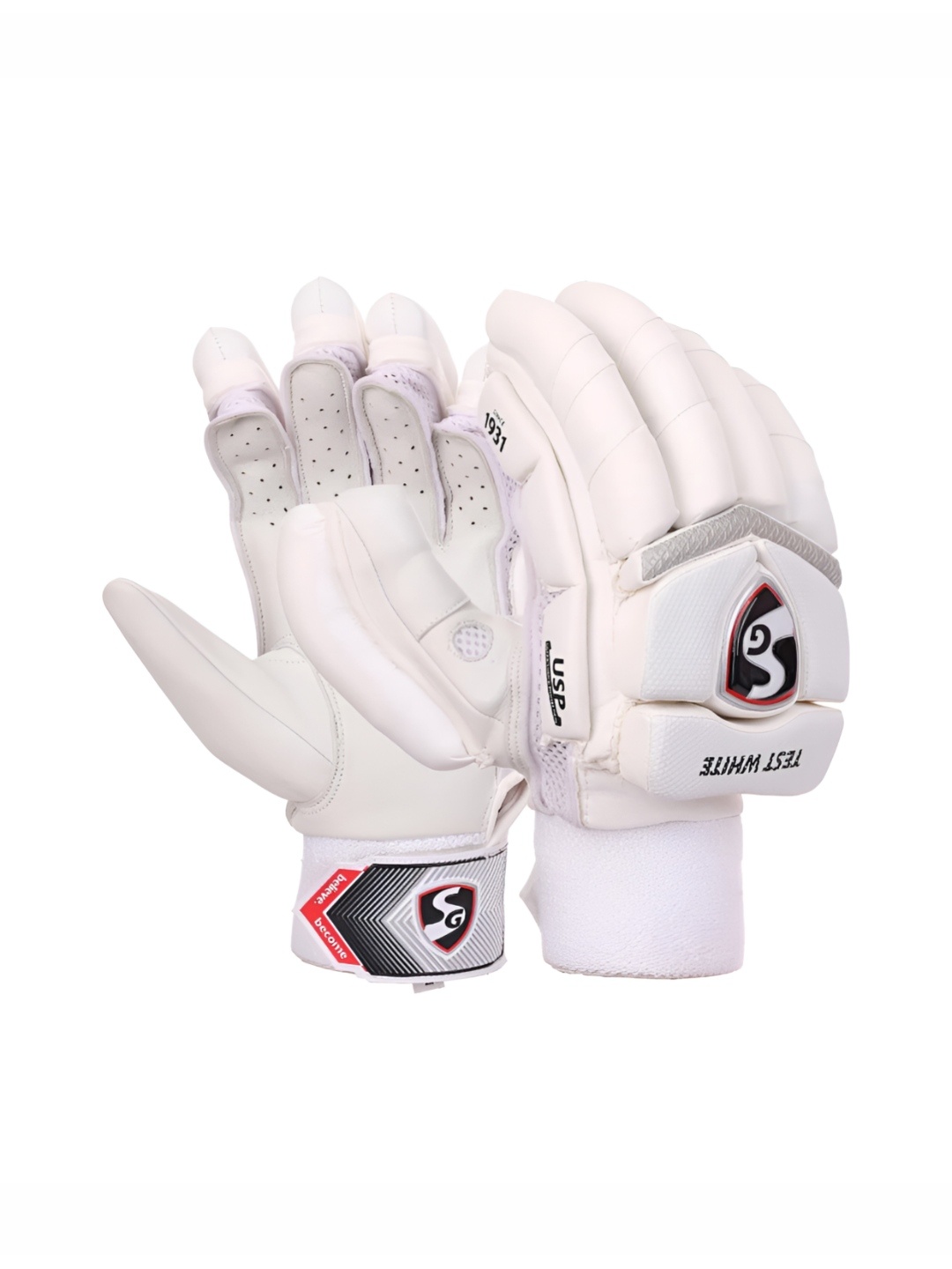 

SG Men Cotton Leather Test Cricket RH Batting Gloves, White