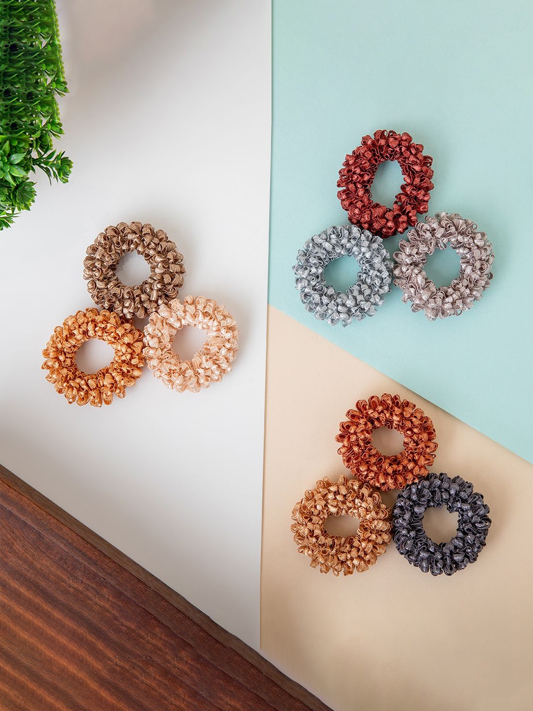 

Radhu & Kabby 9Pcs Scrunchie Ponytail Holders, Brown