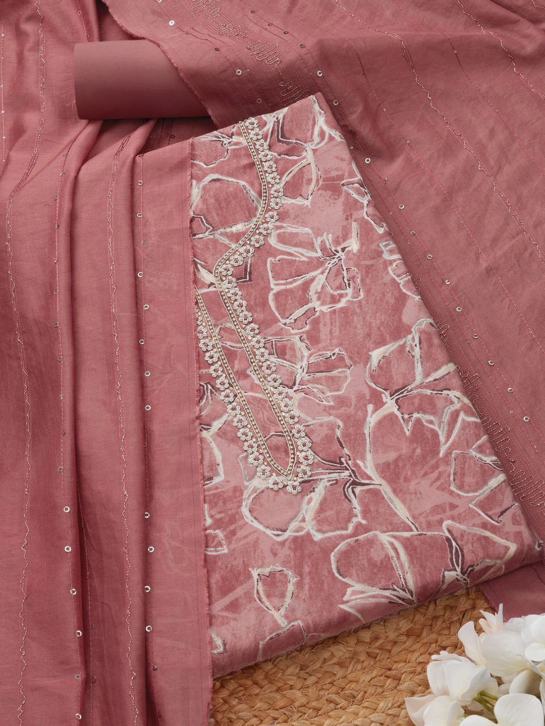 

Soch Printed Unstitched Dress Material, Pink