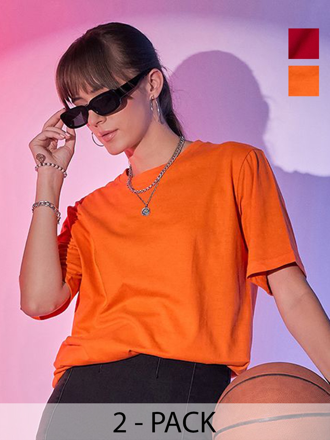 

DIMPY GARMENTS Women 2 Pockets T-shirt, Orange