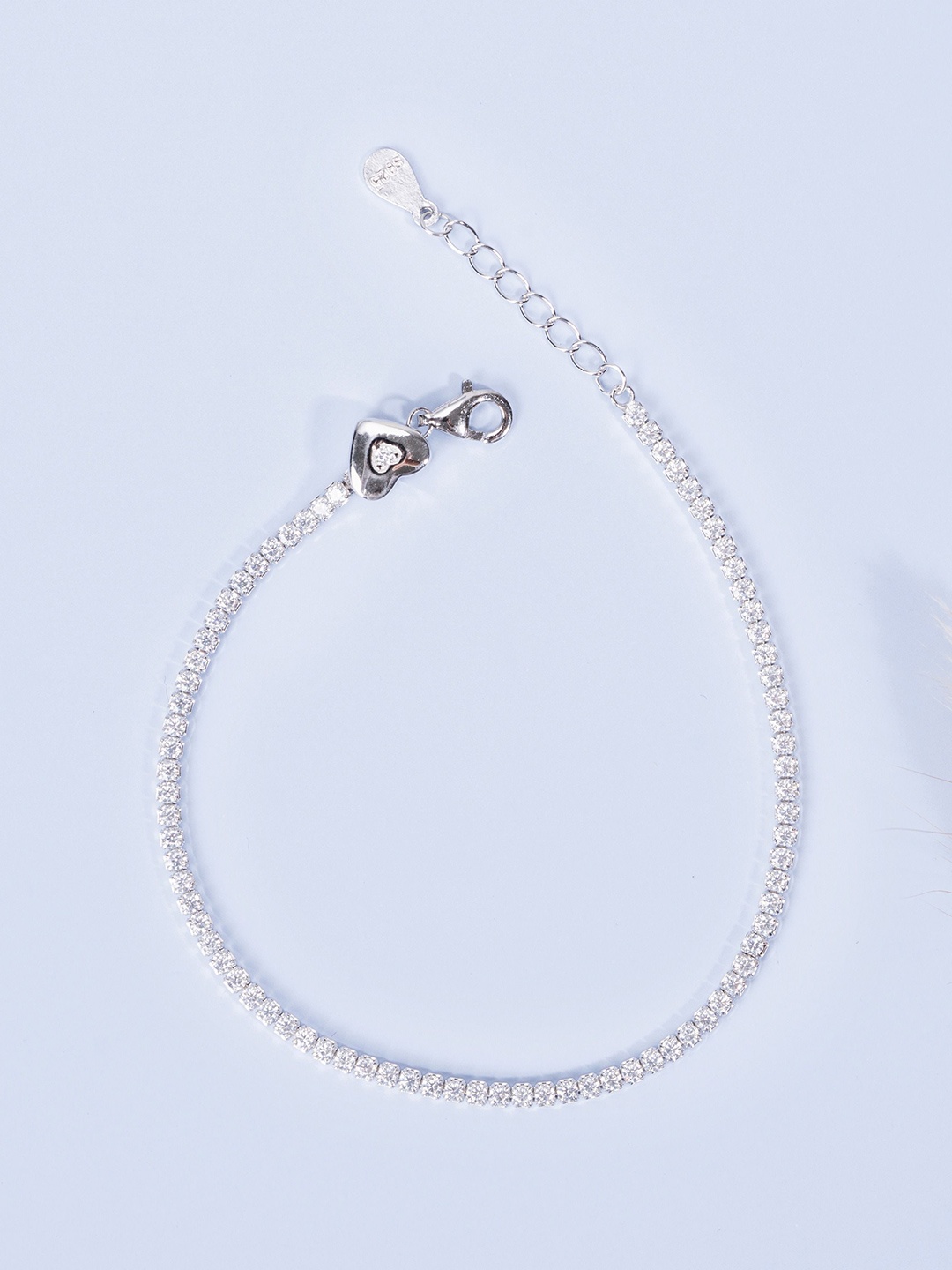 

GLYTERS Women Sterling Silver Rhodium-Plated Link Bracelet