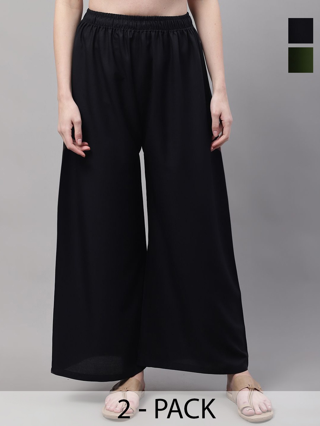

Valles365 by S.C. Women 2 Flared Palazzos, Black