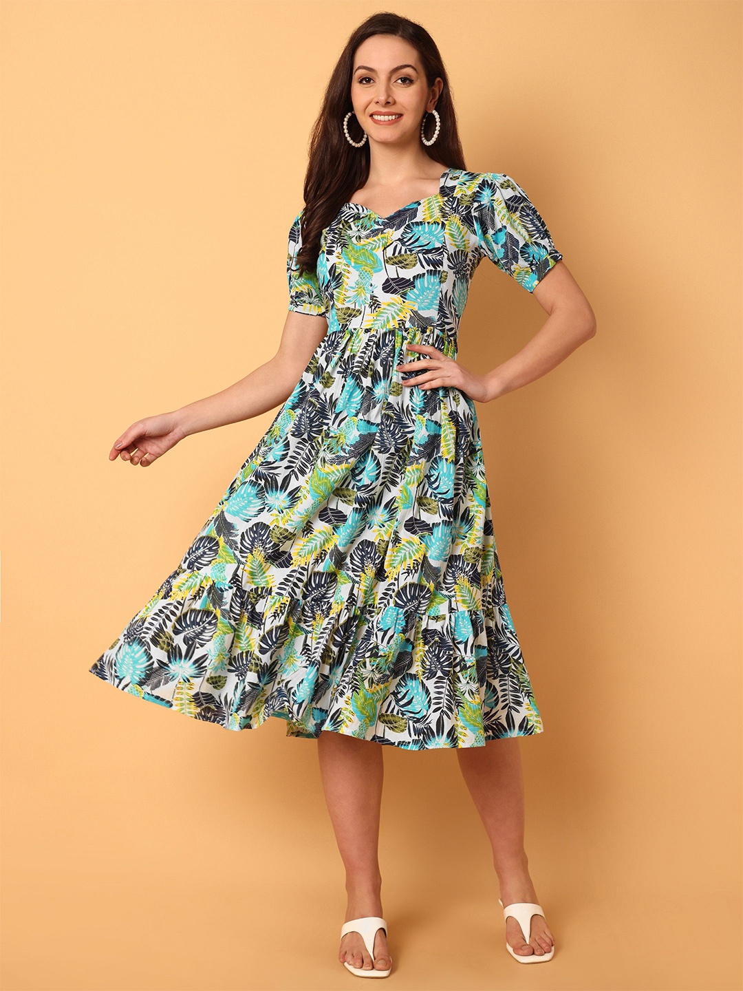 

SYYNCRO Floral Print A-Line Midi Dress, Multi
