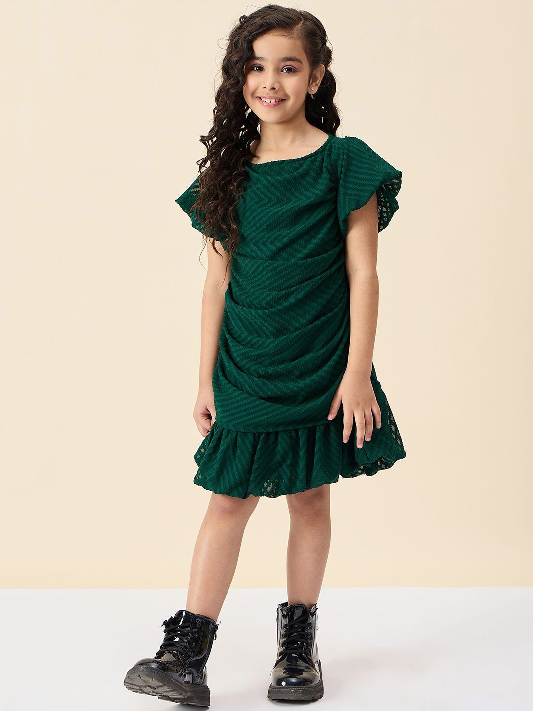 

Stylo Bug Flutter Sleeve Georgette A-Line Dress, Green