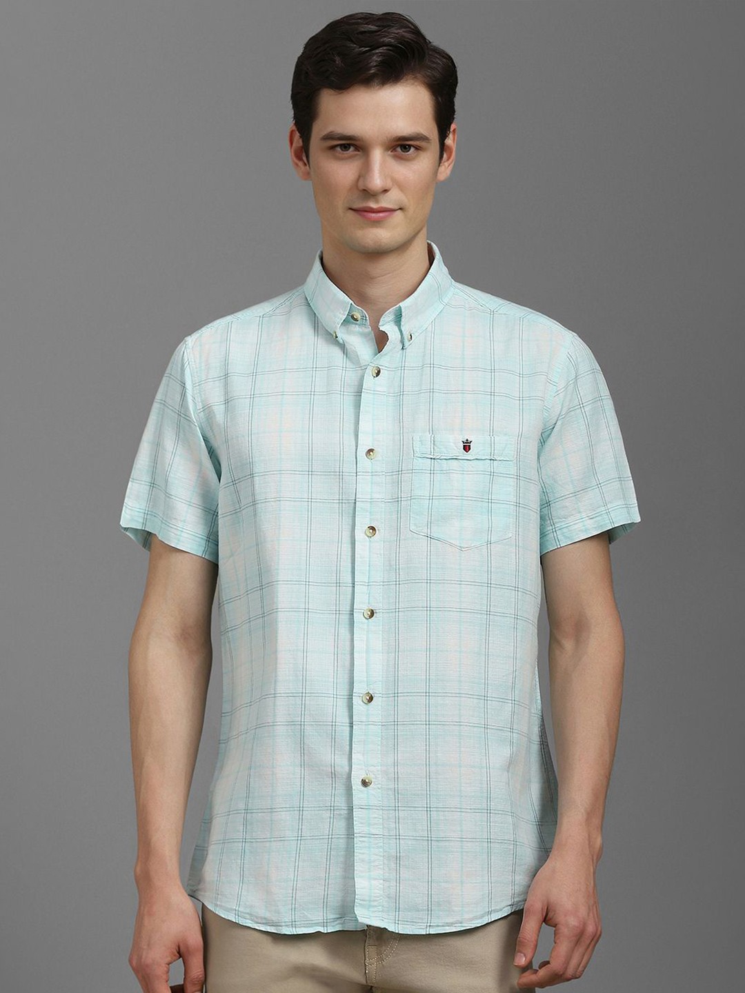 

Louis Philippe Sport Men Slim Fit Opaque Checked Casual Shirt, Blue