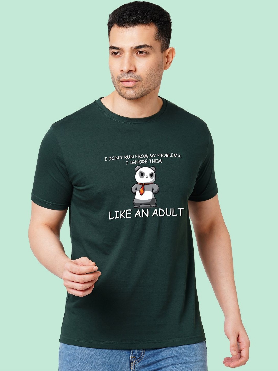 

Wear Your Opinion Men Typography Printed Round Neck Cotton T-shirt, Green