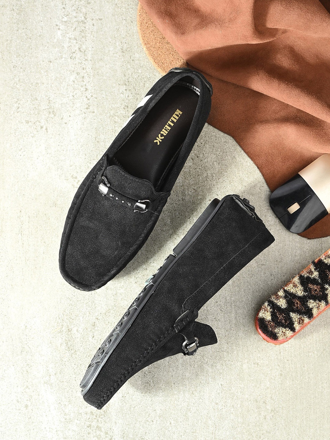 

Killer Men Colourblocked Suede Driving Shoes, Black