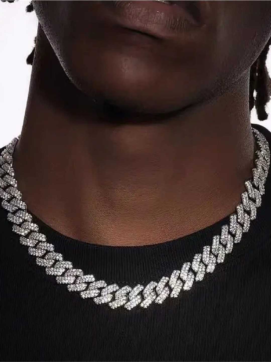 

Crazy Fashion Men's Silver-Plated Cubic Zirconia Studded Hip Hop Chain
