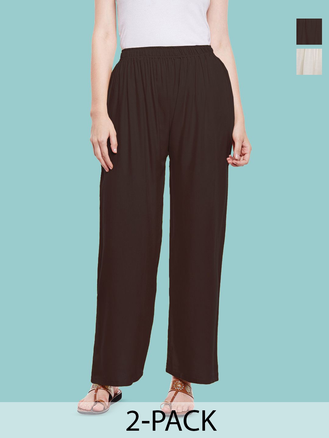 

Castle Lifestyle Women 2 Ethnic Palazzos, Off white
