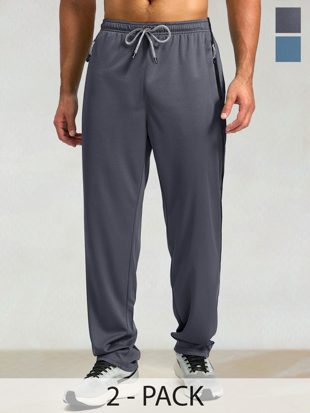

Moda Rapido Men Pack Of 2 Mid Rise Track Pants, Blue