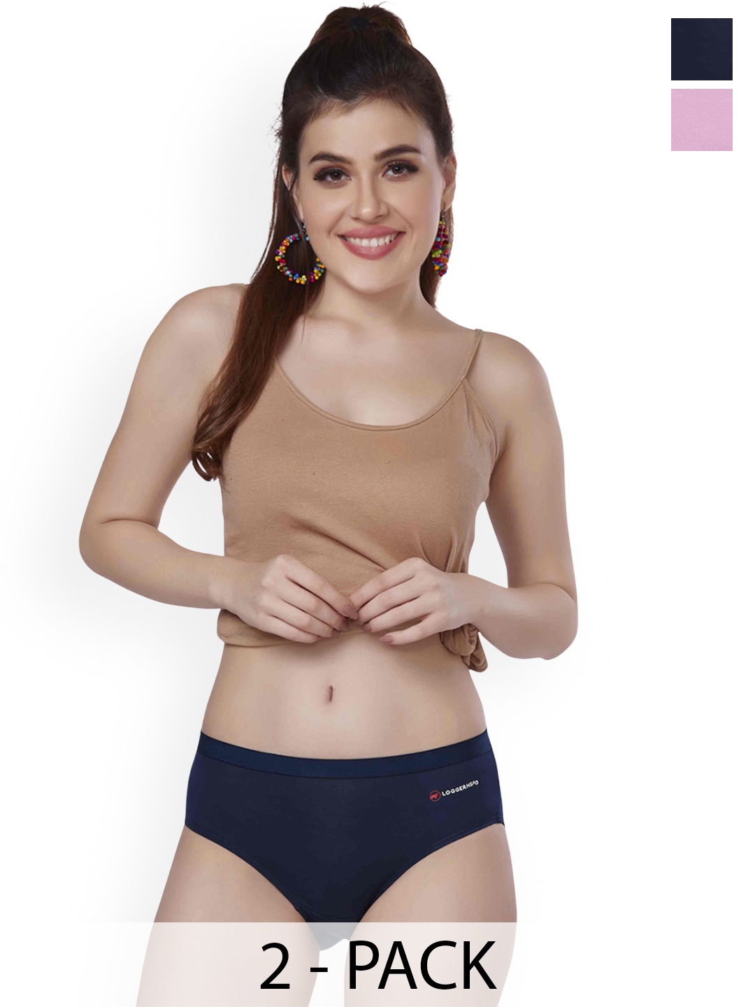 

LOGGERHEAD Pack Of 2 Hipster Briefs LHMH015-Pink-NavyBlue, Navy blue
