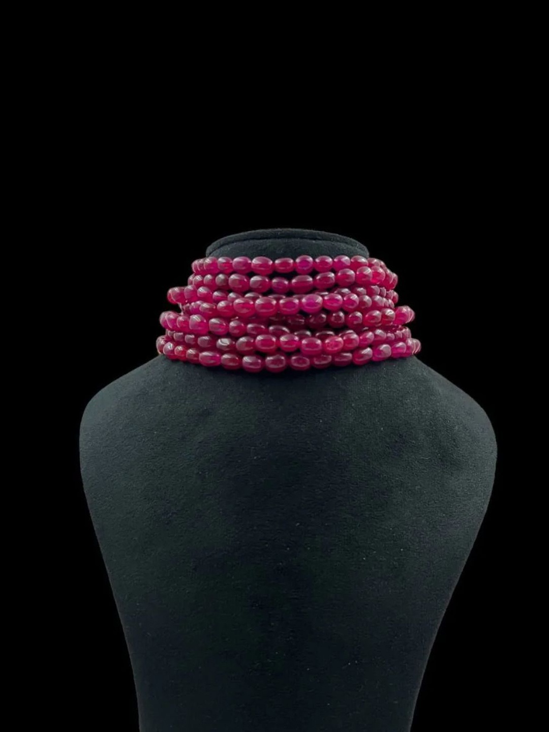 

QUEENS JEWELS Ruby Beaded Multilayer Minimal Necklace, Red