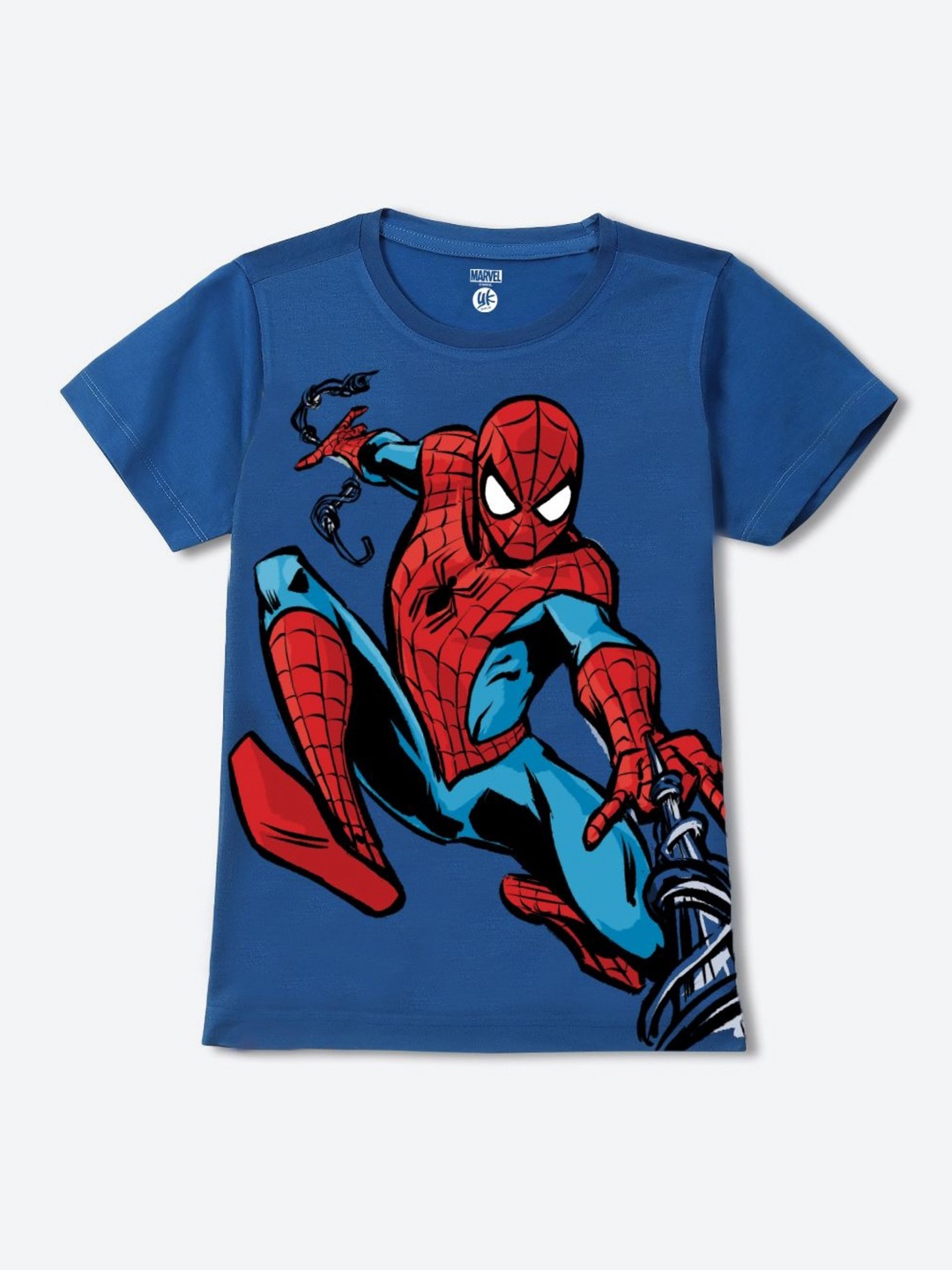 

YK Marvel Boys Spider-Man Graphic Printed Round Neck Regular Fit Cotton T-shirt, Blue
