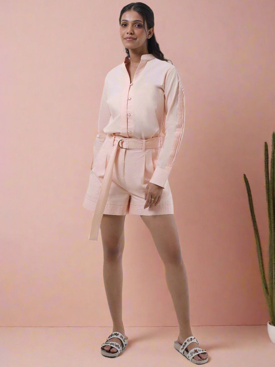 

YA-SA Women High-Rise Shorts, Peach