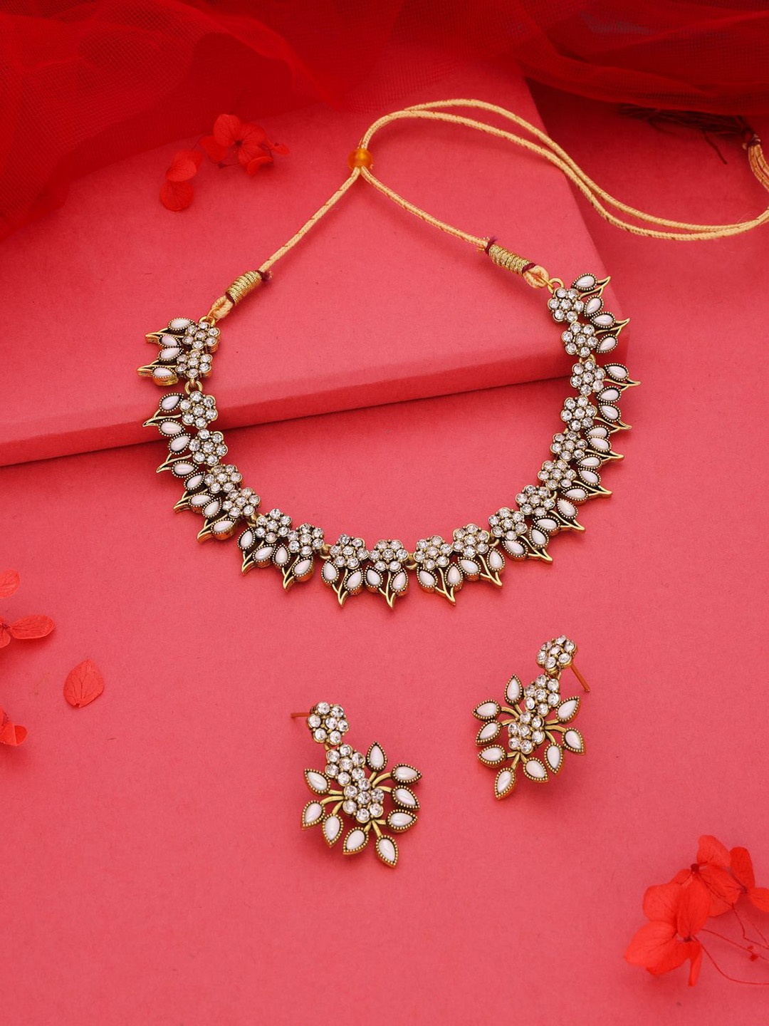 

Lyriss Gold-Plated American Diamond Studded Necklace And Earrings