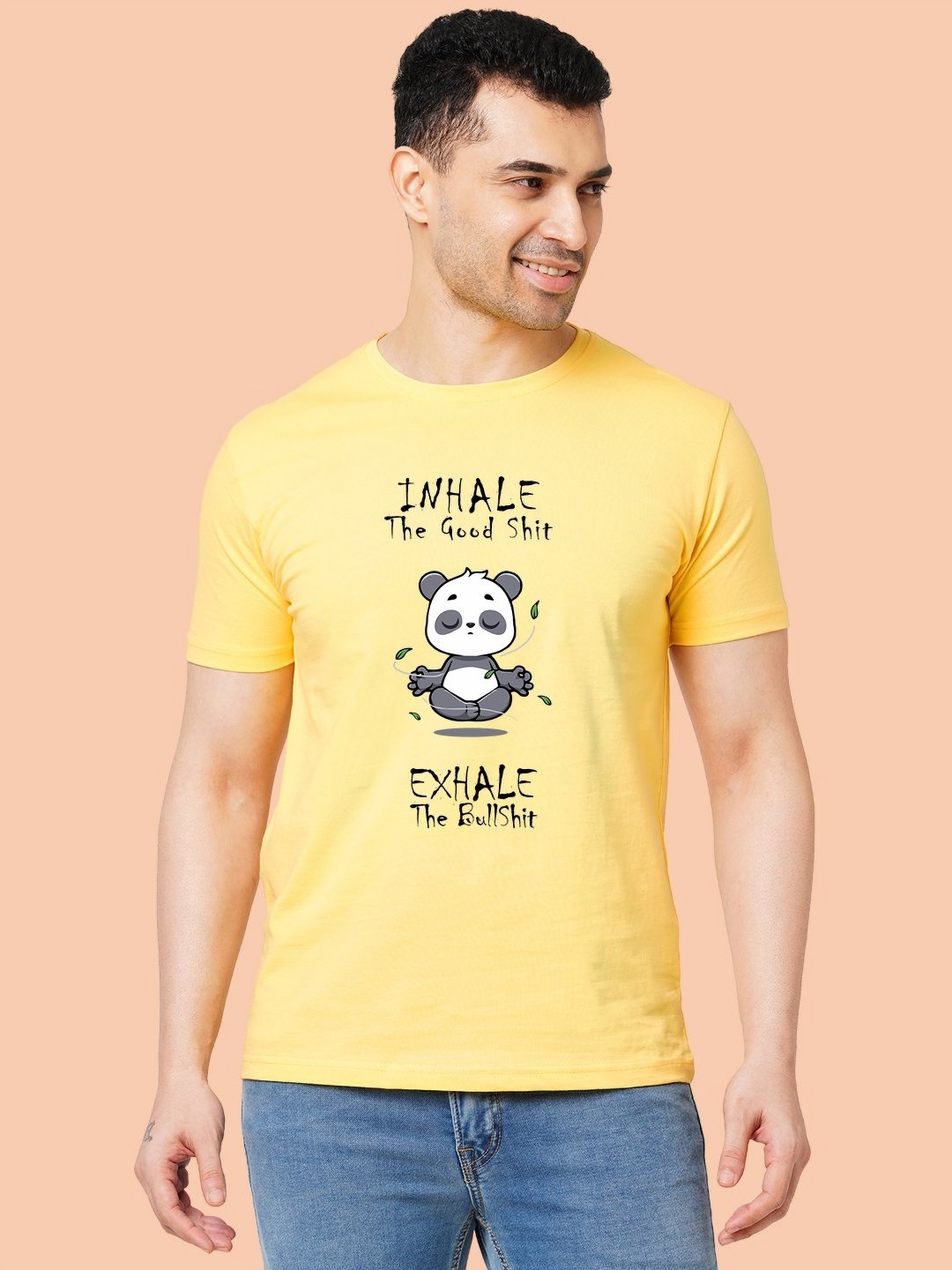 

Wear Your Opinion Men Graphic Printed Round Neck Cotton T-shirt, Yellow