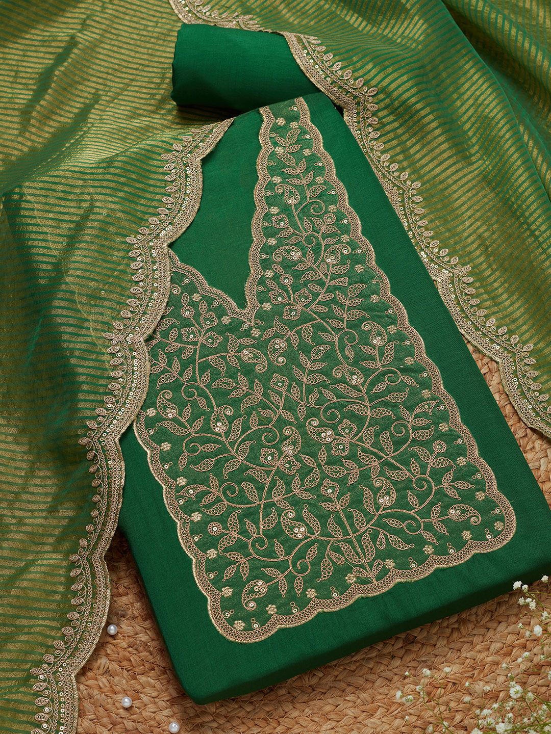 

Soch Embroidered Unstitched Dress Material, Green