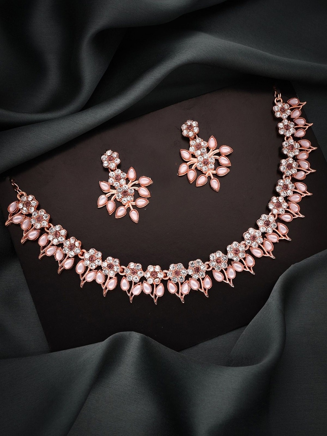 

Lyriss Gold-Plated American Diamond Studded Necklace And Earrings