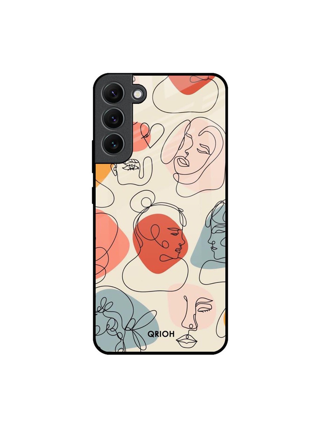

QRIOH Abstract Faces Printed Samsung Galaxy S22 Plus Back Case, Beige