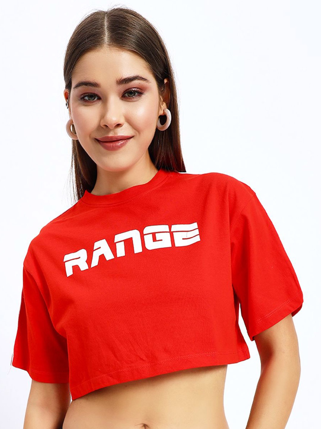

Sugercandy Print Boxy Crop Top, Red