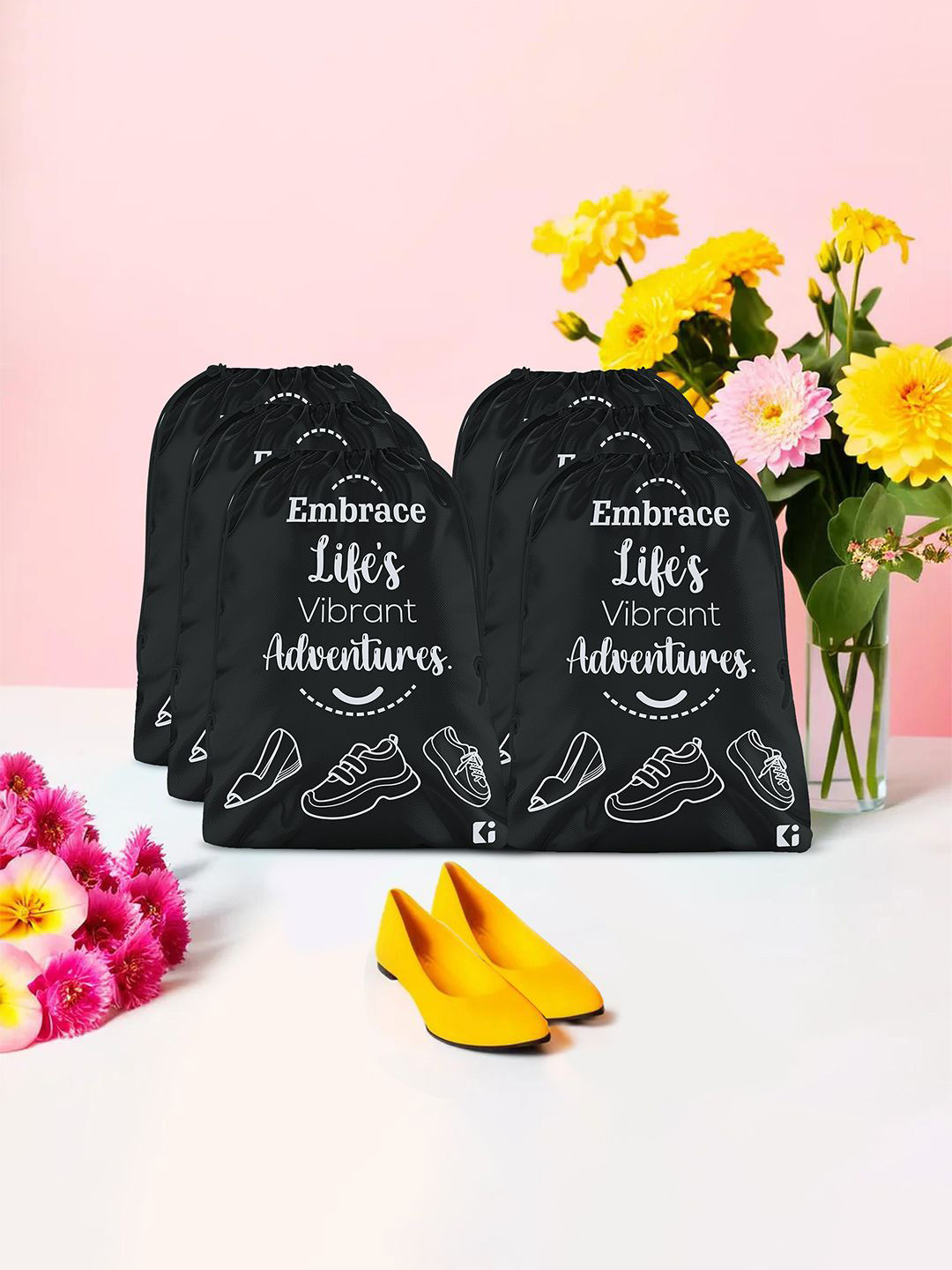 

Kuber Industries Black 6 Pieces Printed Shoes Organiser