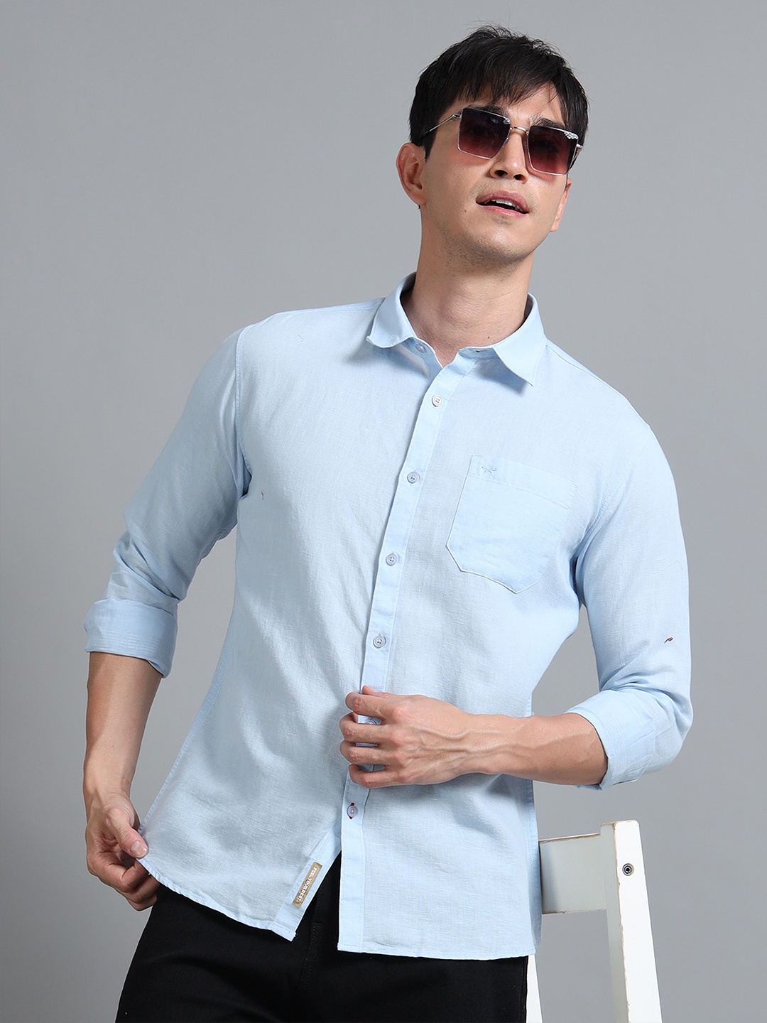 

RIGS AND RAGS Men Smart Semi Sheer Casual Shirt, Turquoise blue