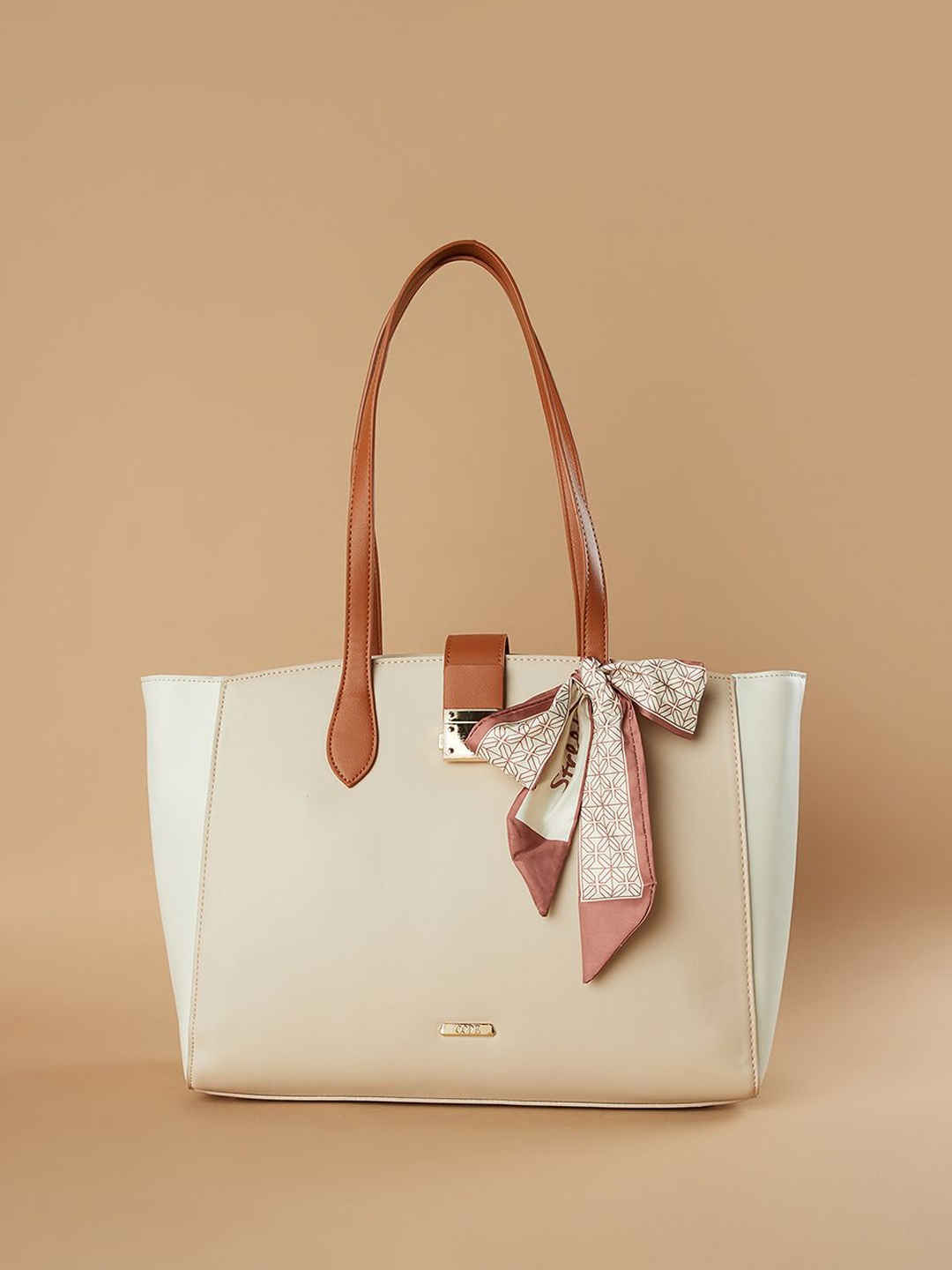 

CODE by Lifestyle PU Oversized Shopper Shoulder Bag with Tasselled, Beige