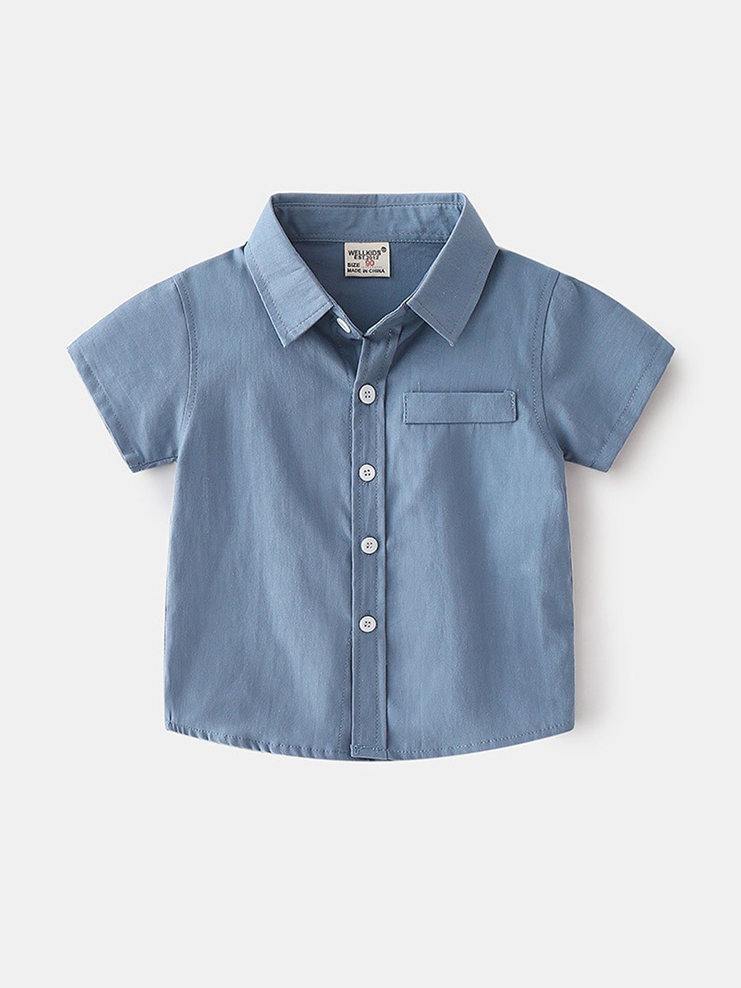 

LULU & SKY Boys Solid Spread Collar Cotton Casual Shirt, Blue