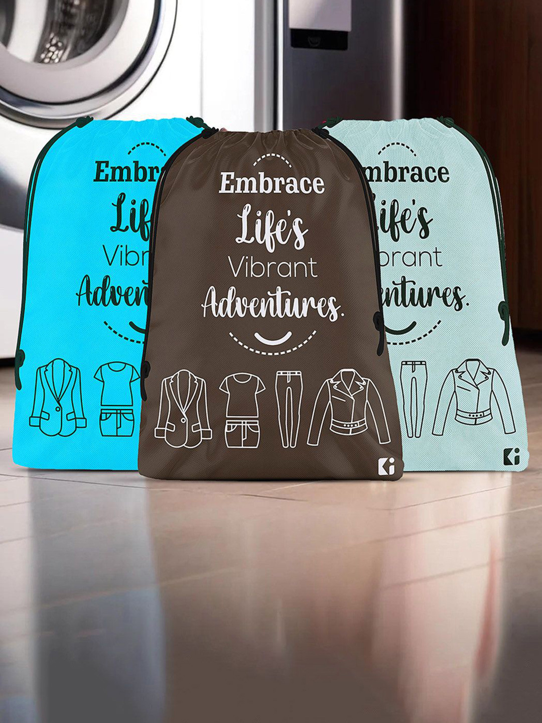 

Kuber Industries Blue & Grey 3 Pieces Printed Regular Multi-Utility Organisers