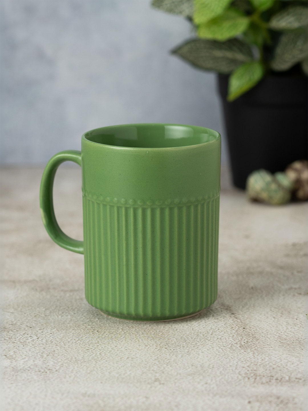 

Clay Craft Fine Ceramic Crimson Microwave Safe Coffee & Milk Mug, 350Ml, 1 Piece, Green