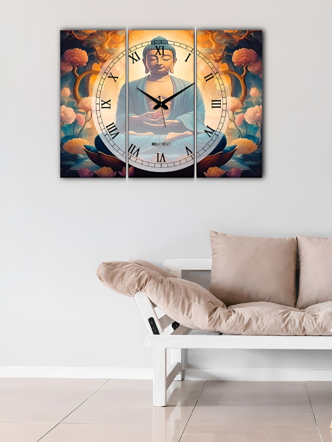 

OLIVE TREE Multicoloured Printed Vintage Wall Clock, Brown