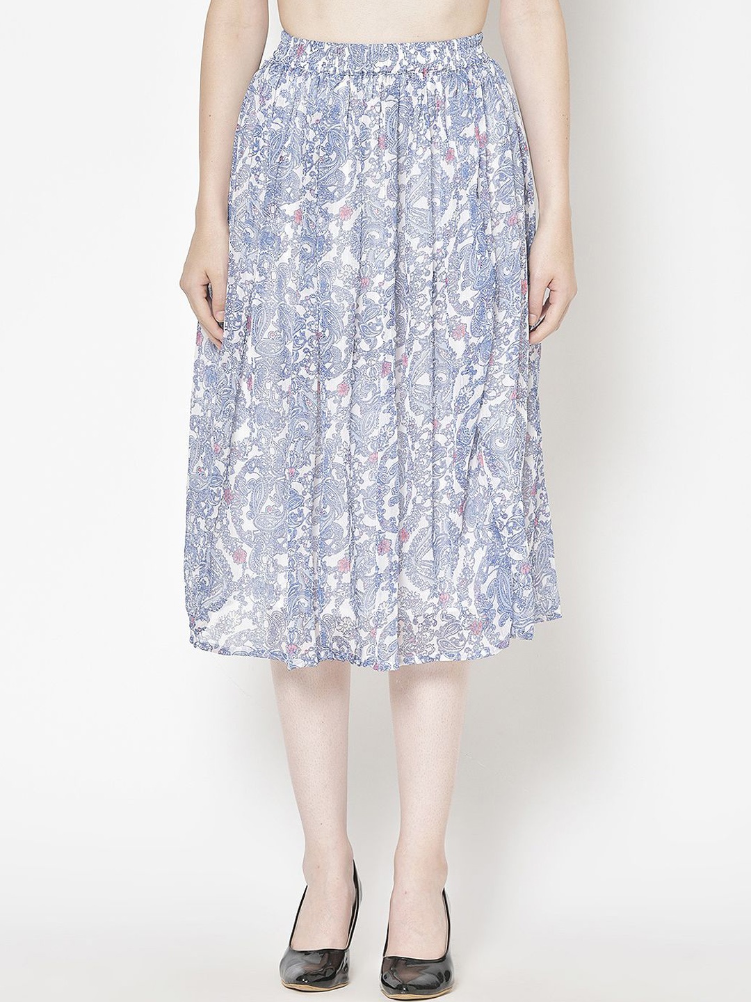 

Moda Rapido Printed A-Line Midi Skirt, White