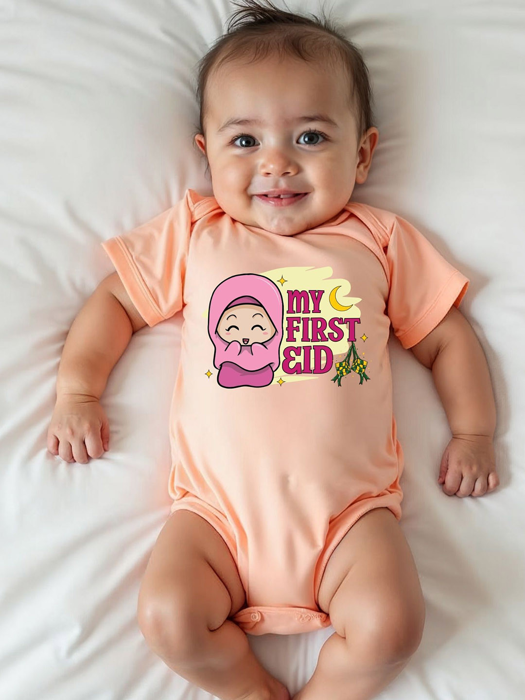 

KNITROOT Infants Printed Bodysuit, Peach