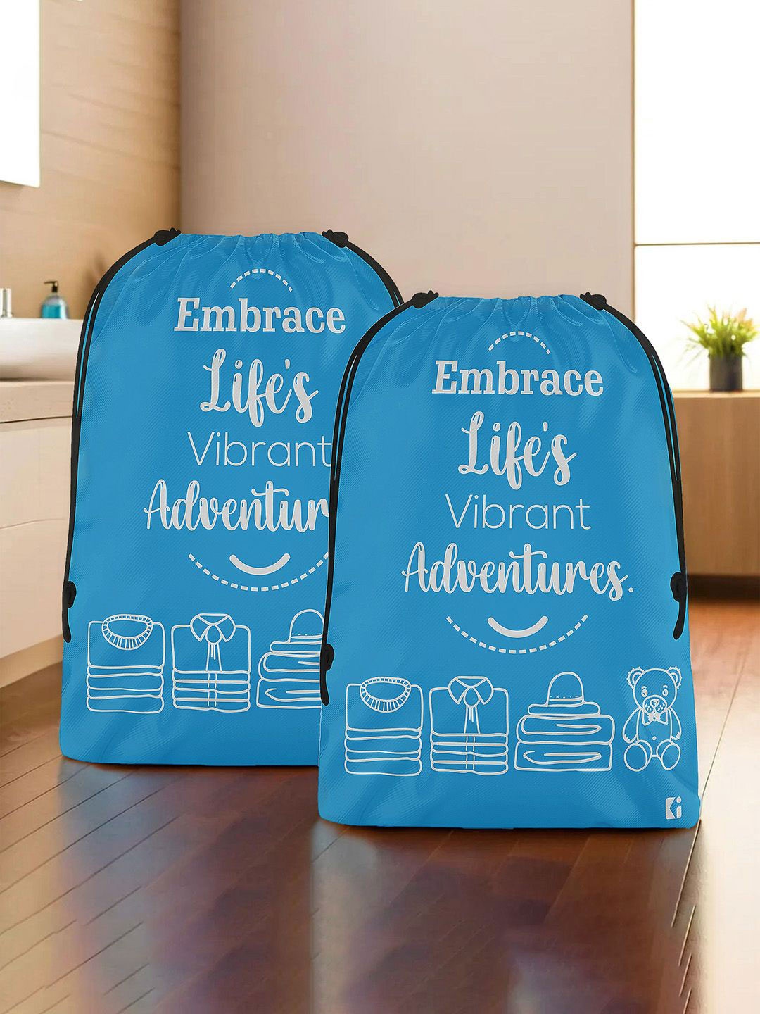 

Kuber Industries Blue & White 2 Pieces Printed Regular Multi-Utility Organisers
