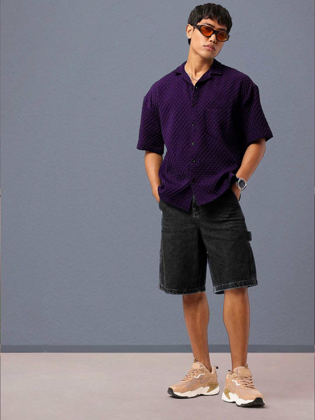

Moda Rapido Men Standard Opaque Casual Shirt, Purple