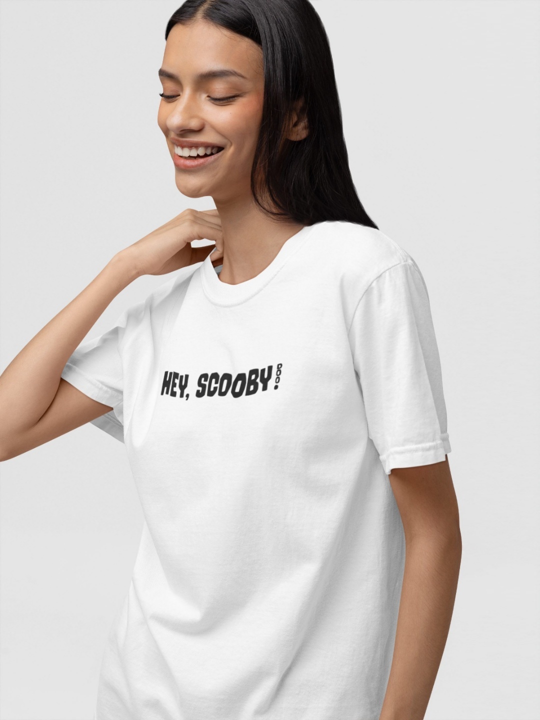 

TheBTclub Women Scooby-Doo Activchill Graphic Printed Round Neck Cotton Oversized T-shirt, White