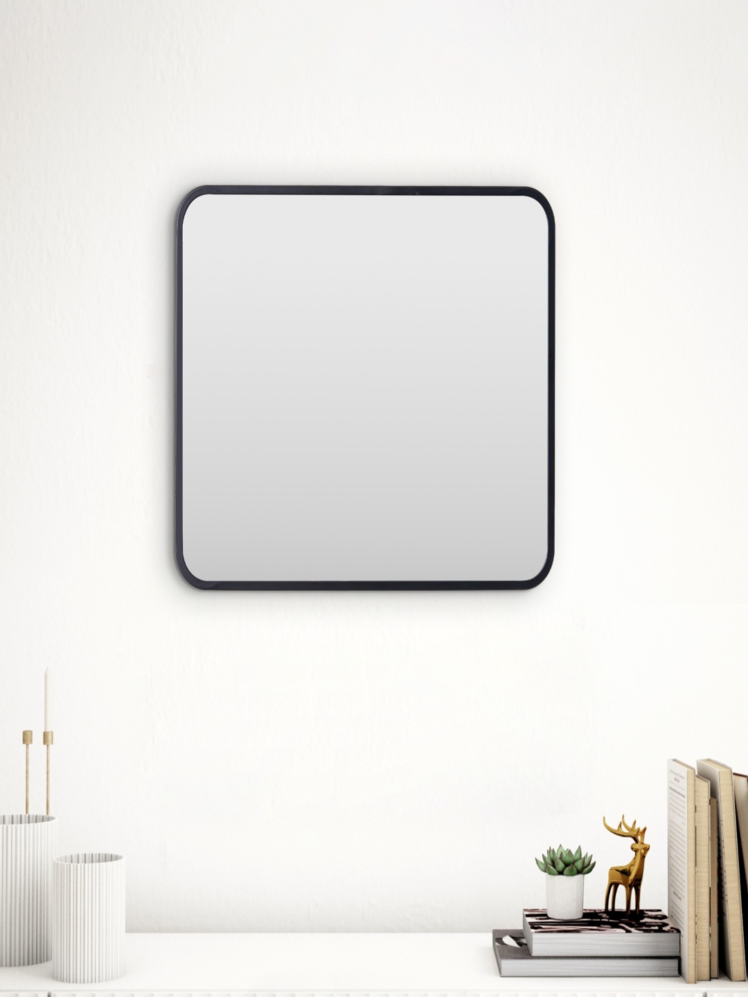 

Home Centre Black Metal Mirror