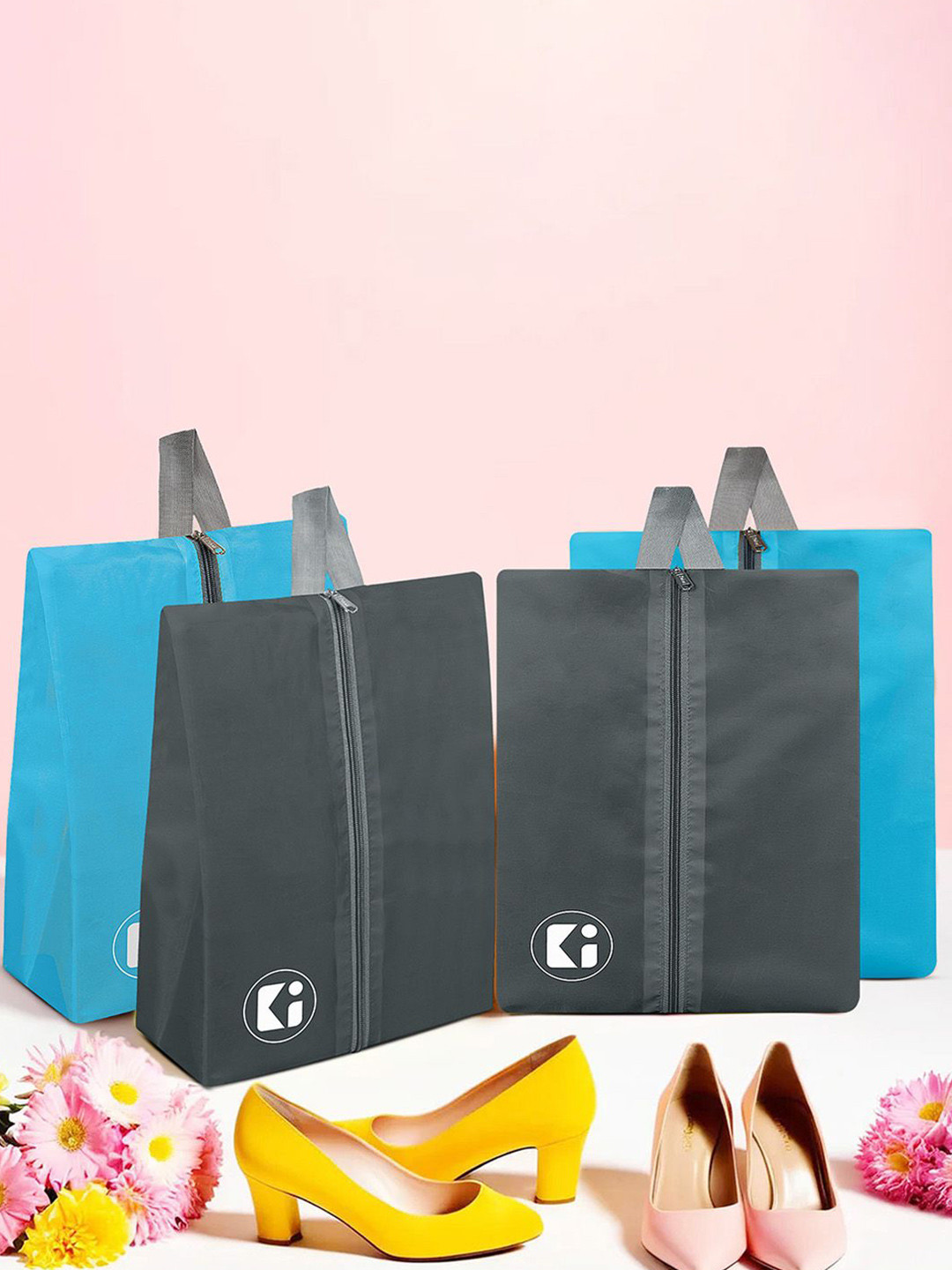 

Kuber Industries Blue & Grey 4 Pieces Water Resistant Shoes Organisers