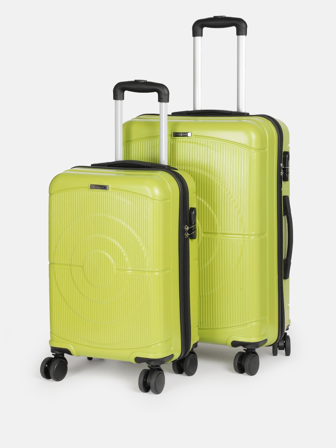 

Teakwood Leathers Concentrix Set of 2 360-Degree Rotation Hard Sided Trolley Bag - 95L, Lime green