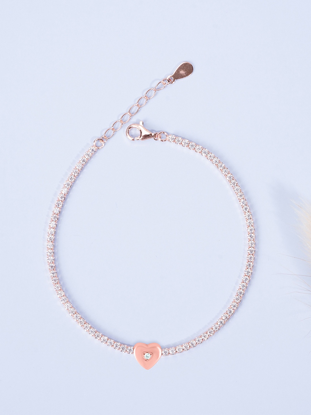 

GLYTERS Women Sterling Silver Rose Gold-Plated Link Bracelet